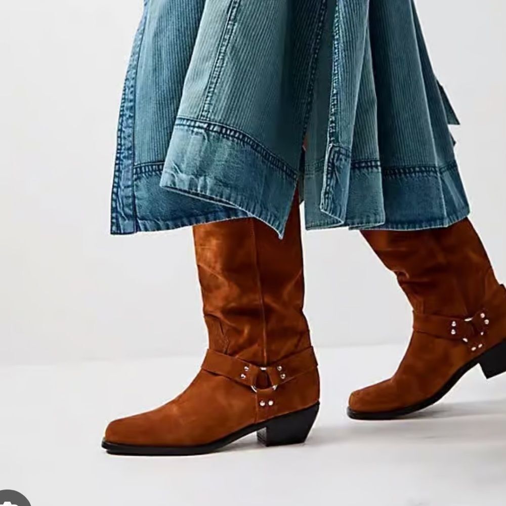 Free People Lockhart Harness Tall Boots in Brown Suede - Picture 2 of 9